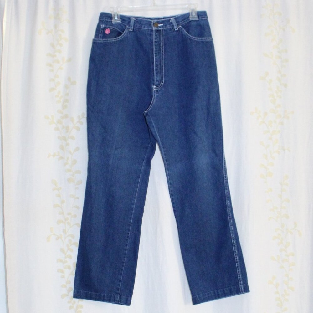 Vintage 70s Normandee Rose Blue Denim High Waisted Jeans Women's 28x27